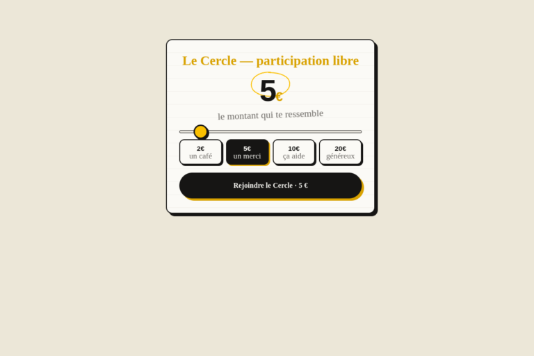 Pricing Carnet D — Slider prix libre