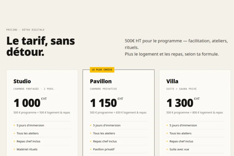 Cloud Design · 11 · A-pricing · Pricing 3 tiers Détox