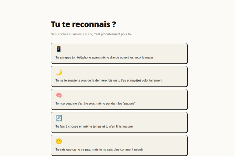 Cocon · Checklist signes