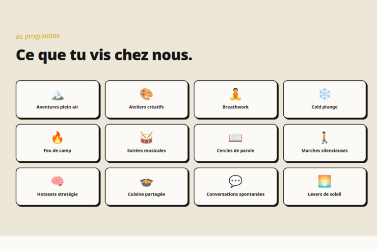 Cocon · Liste 12 activités emoji