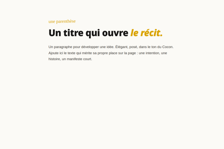 Cocon · Bloc texte titre + paragraphe