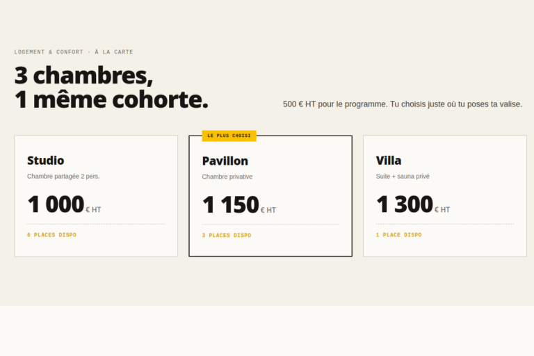 Cocon Natif · Pricing 3 Tiers