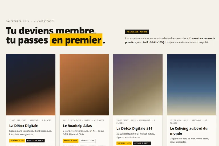 Cocon Natif · Calendrier 4 Events